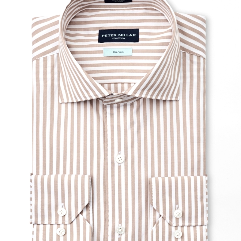 Peter Miller Collection Soft Tan Strip Cotton Shirt